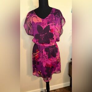 Express Pink and Purple Dolman Sleeve Midi Dress